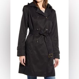 Cole Haan Signature Hooded Trench Coat w Removable Hood and Belt
